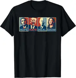 Hope Hate Heal Grow Kamala Harris 2024 President Campaign T-Shirt Men Women Fashion Hip Hop Streetwear