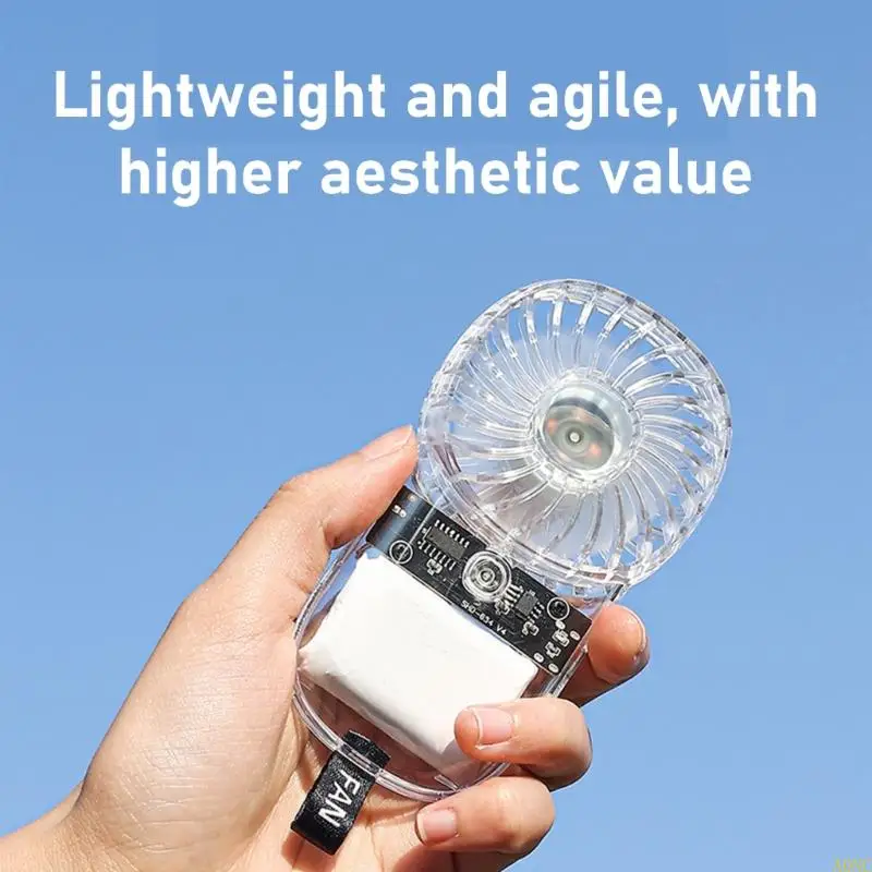 A0NC Легкий прозрачный портативный вентилятор 3 скорость 1200 мАч аккумулятор USB перезаряжается