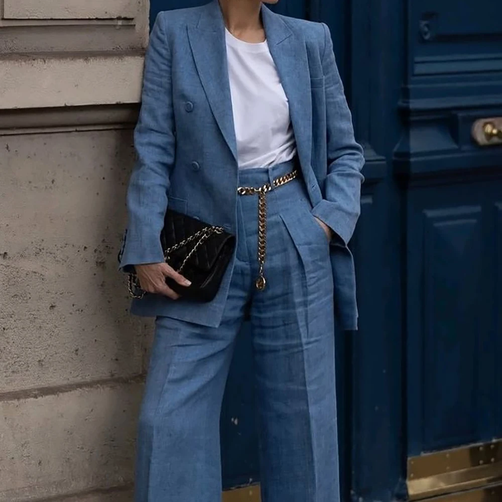 New Women's Two Pieces Pants Sets Double Breasted Classic Elegant Blazer Professional Business Party Wear Daily Office Suits