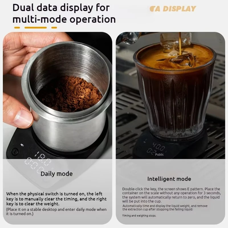 ABCA-Mini bilancia per caffè, bilancia per chicchi di caffè italiano, piccola bilancia elettronica impermeabile per caffè da cucina da 0,1 G