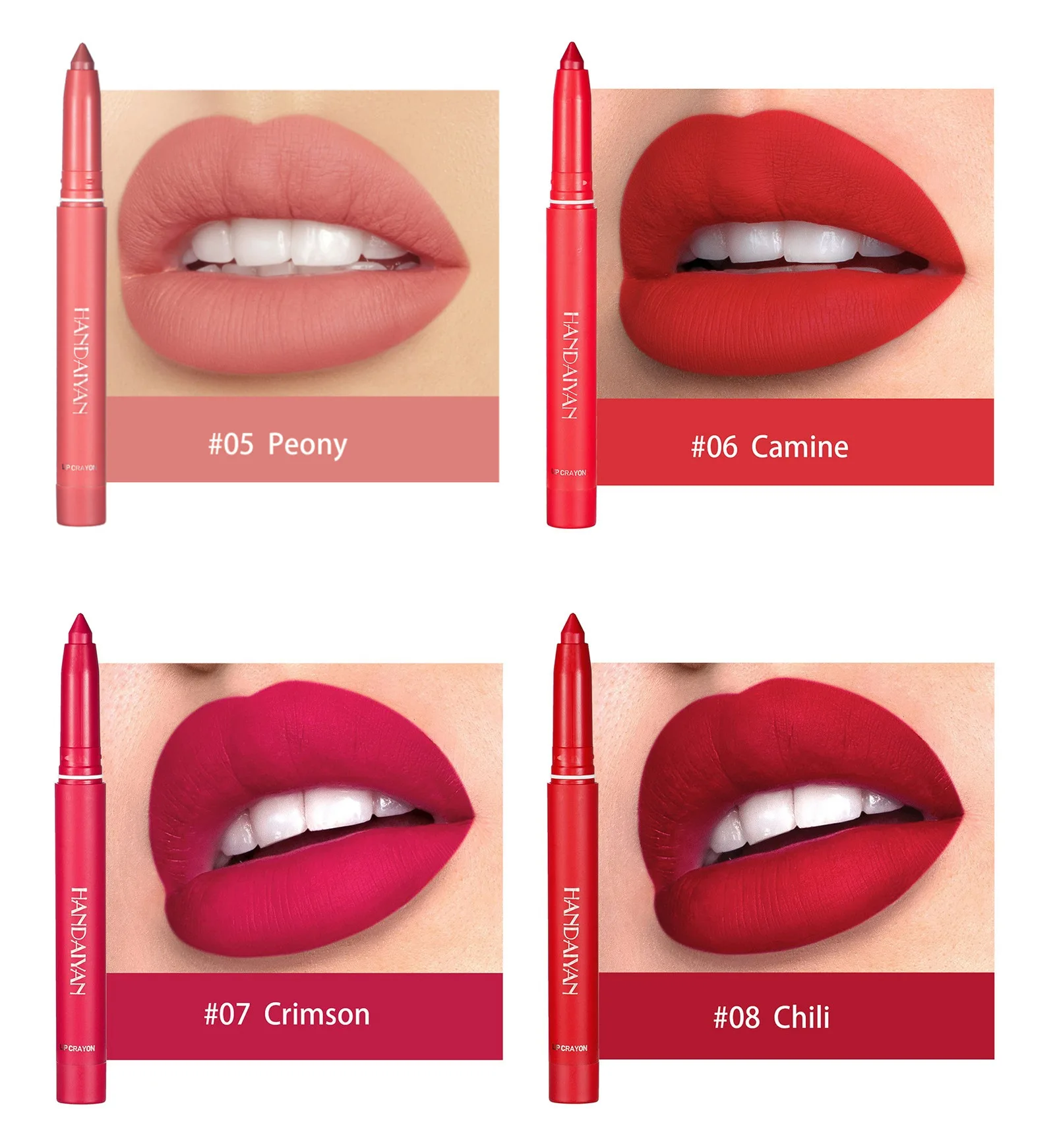 HANDAIYAN 12 Color Matte Lipstick Velvet Texture Waterproof Lasting 8h Fashion Lipliner Easy Makeup New Cosmetics with Sharpener