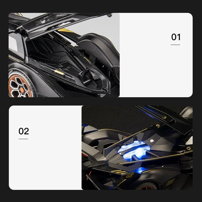 1:22 Lambos Vision Gran Turismo V12 GT Legierung Modell Diecast Sound Super Racing Heben Schwanz Heißer Auto Rad Für Kinder geschenke