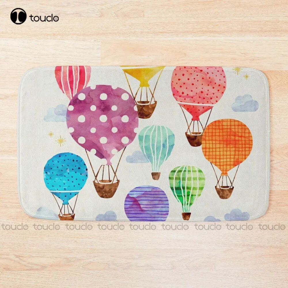 Hot Air Balloon Bath Mat Grey Bathroom Mat Rugs