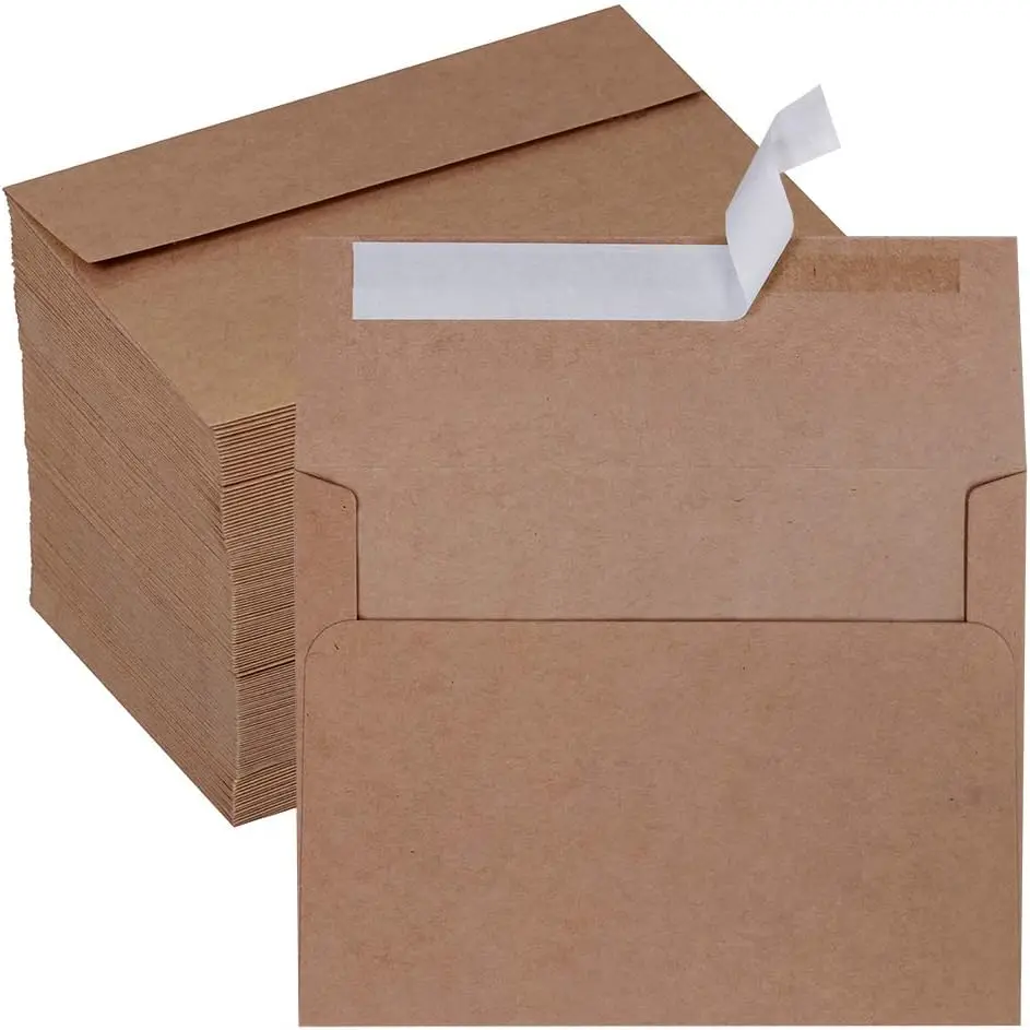 

150 Brown Kraft A2 Invitation Envelopes, Peel & Press Self Seal, 4.375x5.75in, 100lb Paper for Weddings & Events