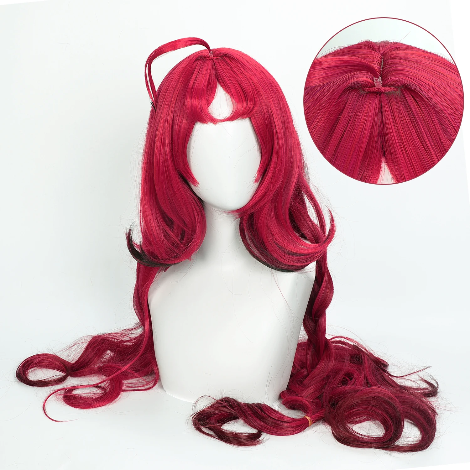 Cosplay Wig Ninfu 100cm Long Anime Game Wig Arknights Ombre Rose Red Gradient Synthetic Wig with Bangs Wavy Cosplay Wig Woman