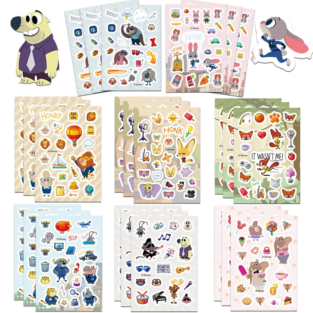 

8/16sheets Cute Disney Zootopia Graffiti Stickers Zootropolis Judy Hopps Wilde Decals DIY Phone Laptop Kawaii Kids Anime Sticker