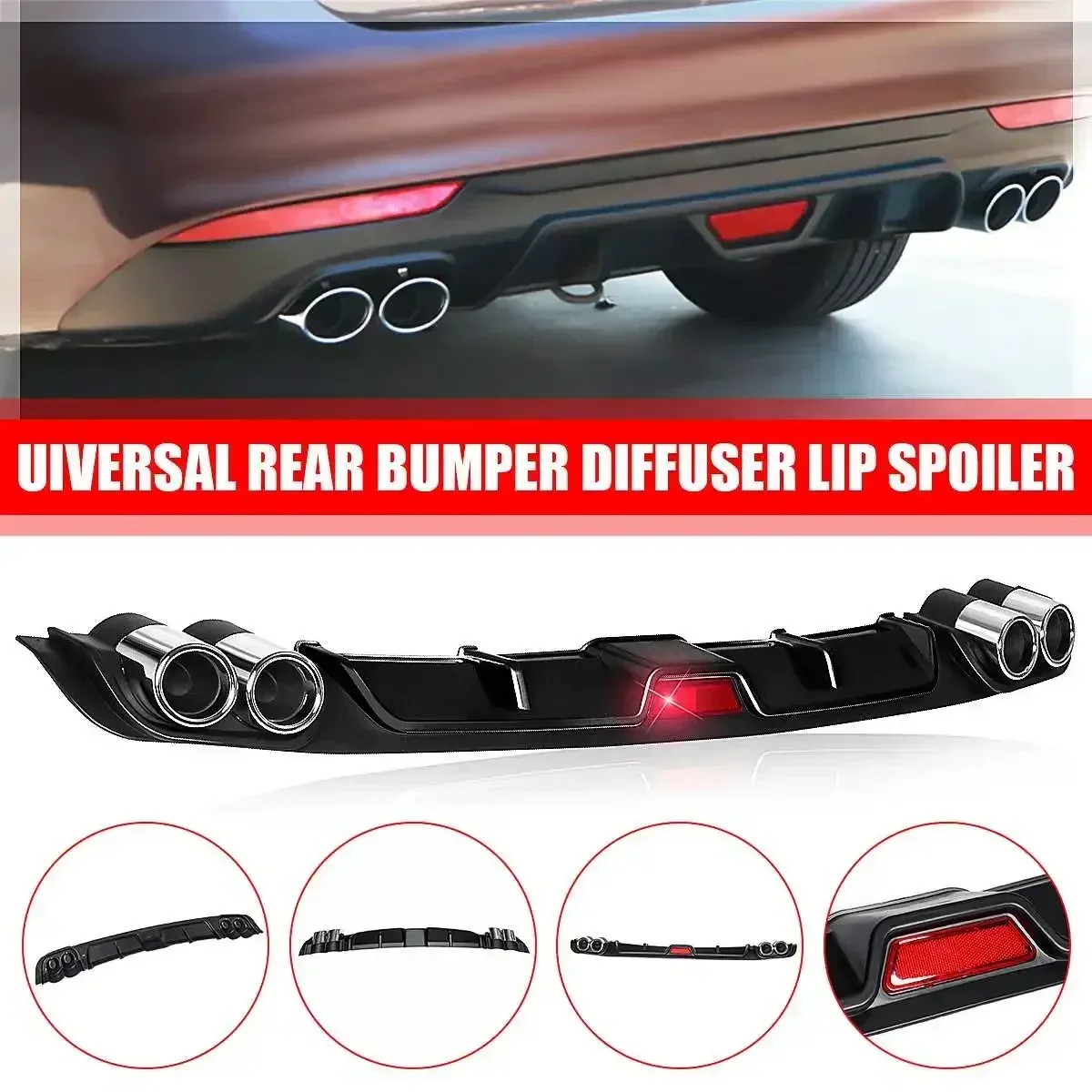 Universal Car Rear Bumper Diffuser Lip Canard For BMW E46 E60 E90 for Ford Focus 2 for Audi A3 Car-Styling ABS Plastic Body Kit