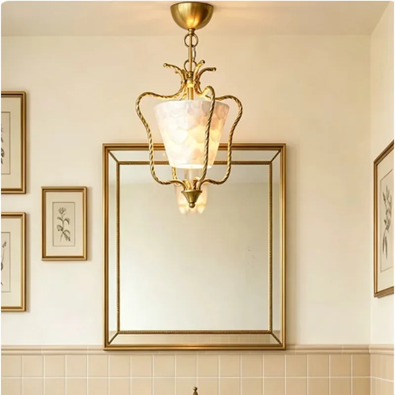 French Medieval Ceramic Chandelier Wabi Sabi Retro Pendant Light for Staircase Corridor Balcony Premium Bedroom Bedside Lamp