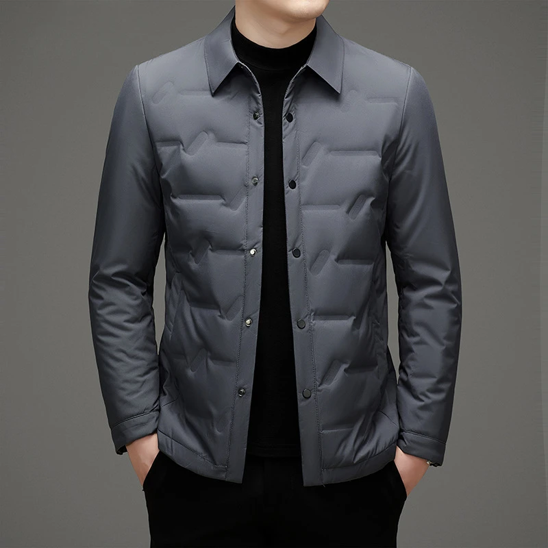 Luxury Warm Lightweight Down Jacket Autumn New Men's Down Coat White Duck Down Lapel Trendy Cold Protection Puffer Jacket Chic