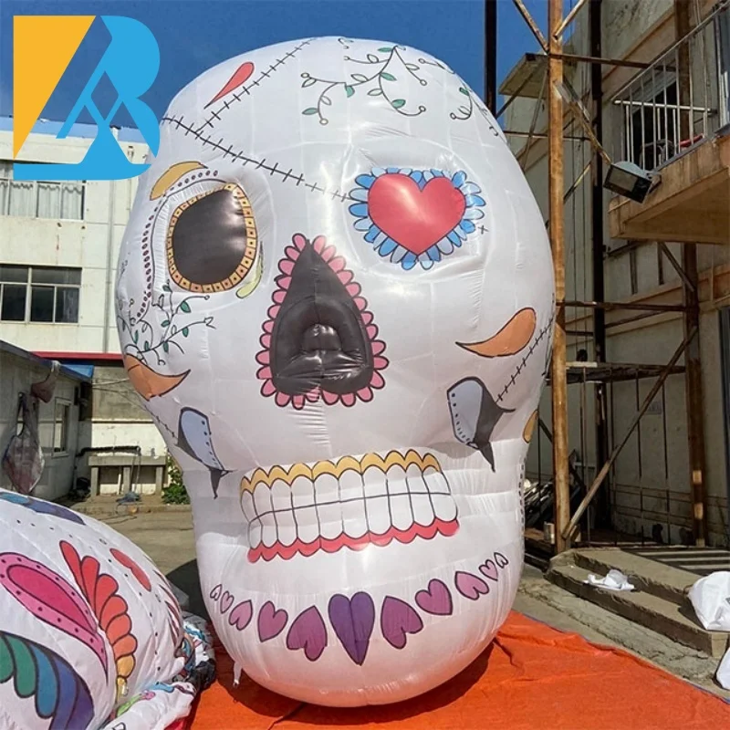 Crânio inflável gigante para brinquedos ao ar livre, evento personalizado, decorativo, Halloween