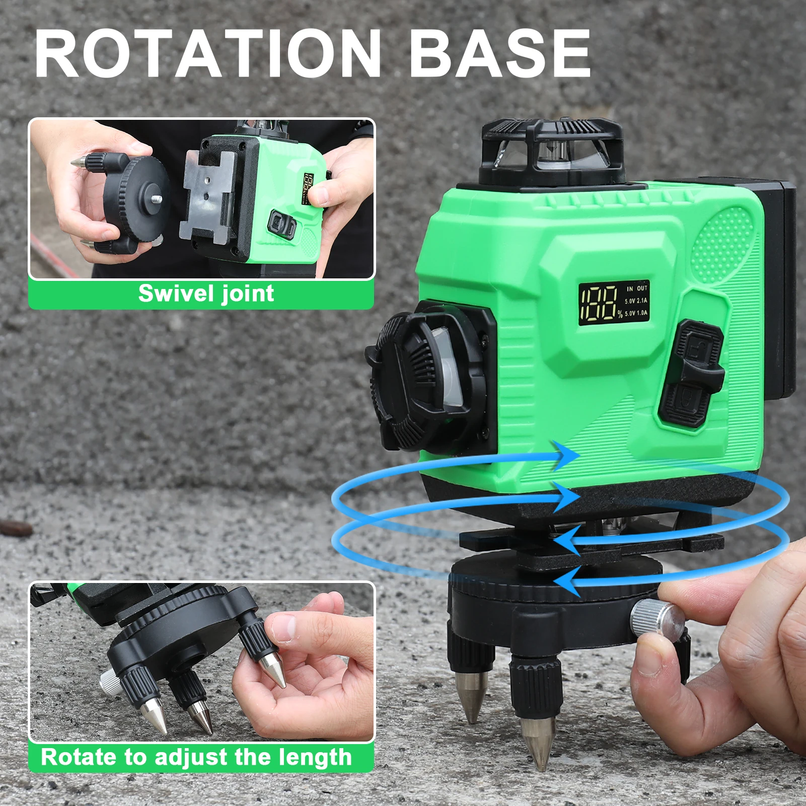 16 خطوط مستوى الليزر 3 ° آلة التسوية الذاتية القابلة لإعادة الشحن أداة تسوية بطارية ليثيوم متعددة الاتجاهات ملصق حائط أرضي #4