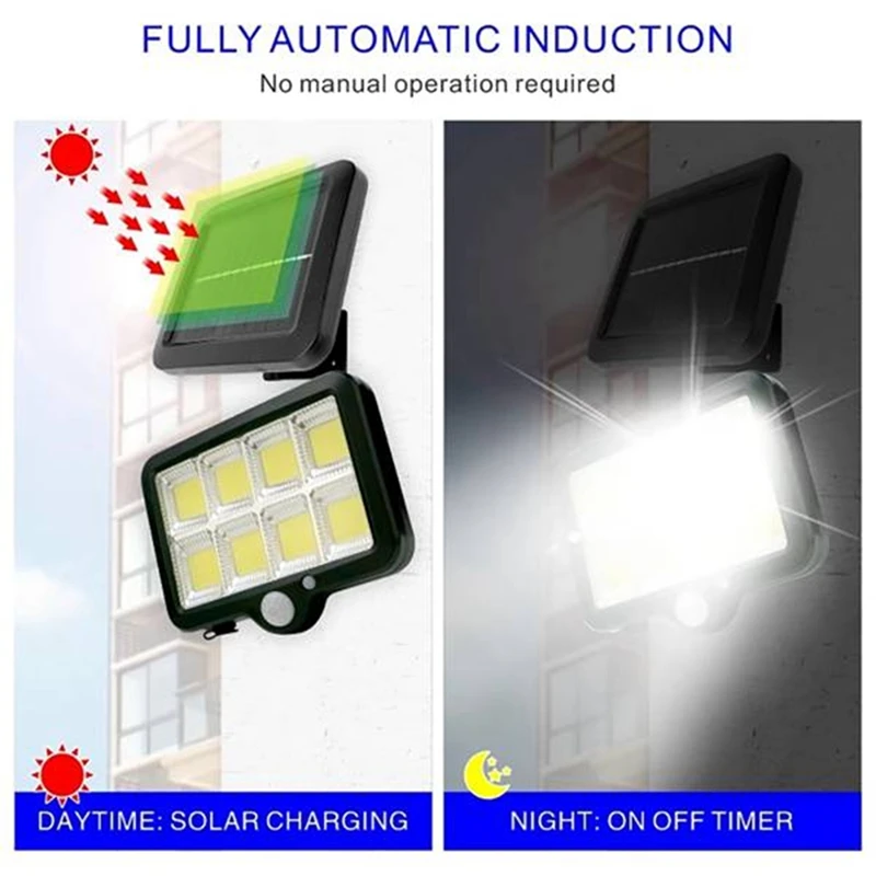 Hot-2Pc 2000 Lumen 160 Leds Solar Wall Lights IP65 Waterproof Wired Motion Sensor Security Flood Light 360 Degree Adjustable