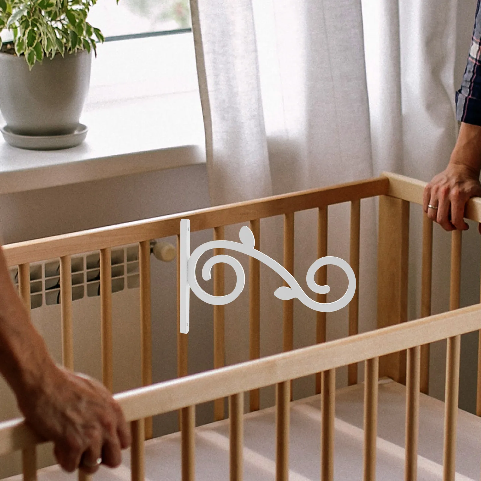 Houten baby vaste arm voor sterke stevige wieghouder Eenvoudige installatie Duurzame steunstang Milieu Elegante kinderkamer