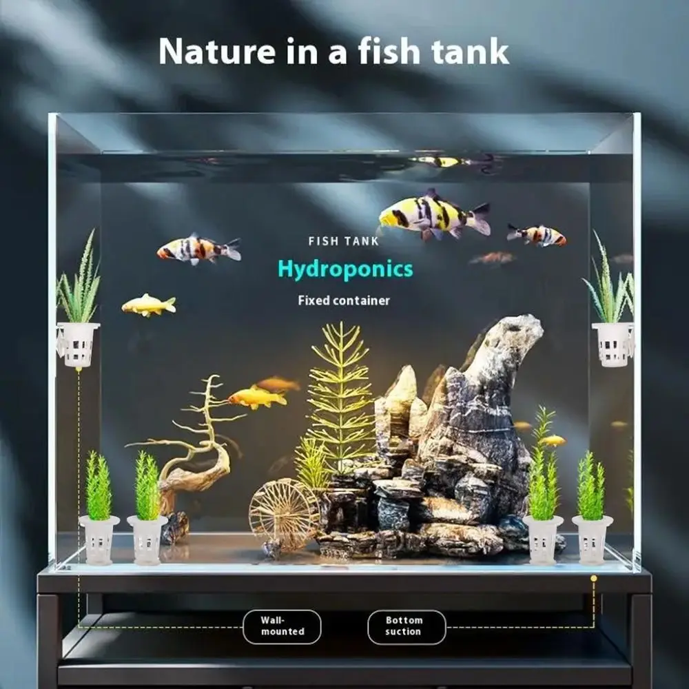 10Pcs Transparent Plant Hydroponic Pot Plastic with Suction Base Aquarium Planting Cups Aquarium Planting Basket