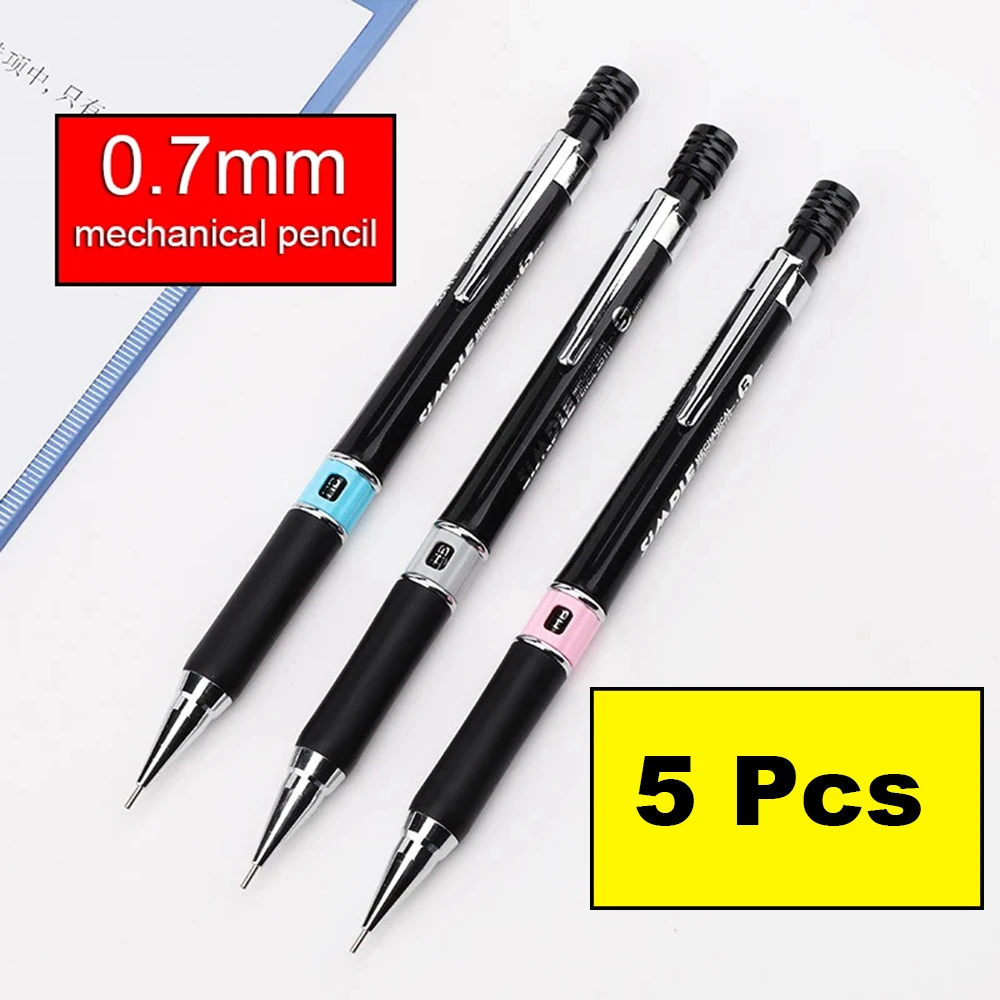 5/10 Pcs Student mechanical pencil press type 0.5/0.7mm write comics hand-painted with eraser drawing art painting HB pencil