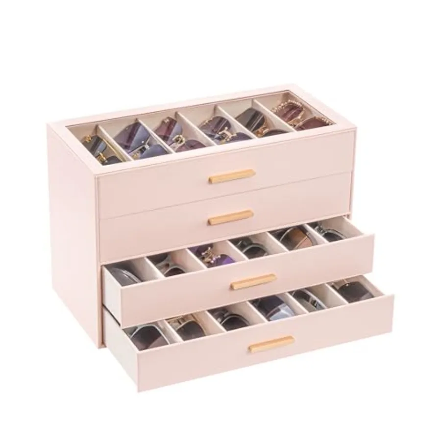 

Коробка для хранения солнцезащитных очков Lolalet для женщин, органайзер для очков с прозрачной верхней крышкой, футляр-держатель для демонстрации