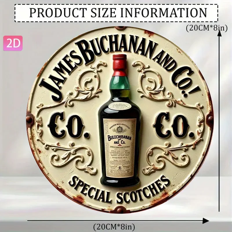 [2D Flat] James Buchanan & Co. Scotch Whisky Vintage Aluminum Sign 7.87