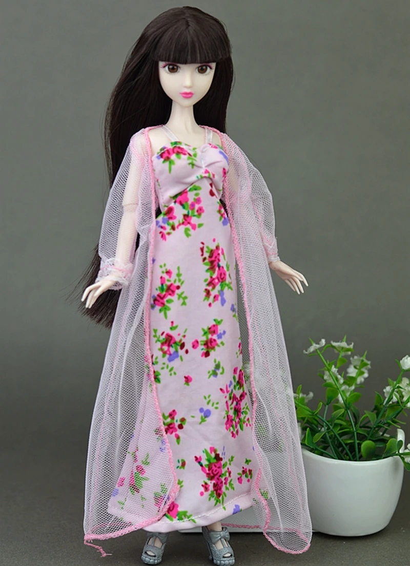 2pcs/set Pajamas Lace Costumes Lingerie Sleepwear Clothes For Barbie Dolls Long Dresses Doll Accessories Kids Toys view 5