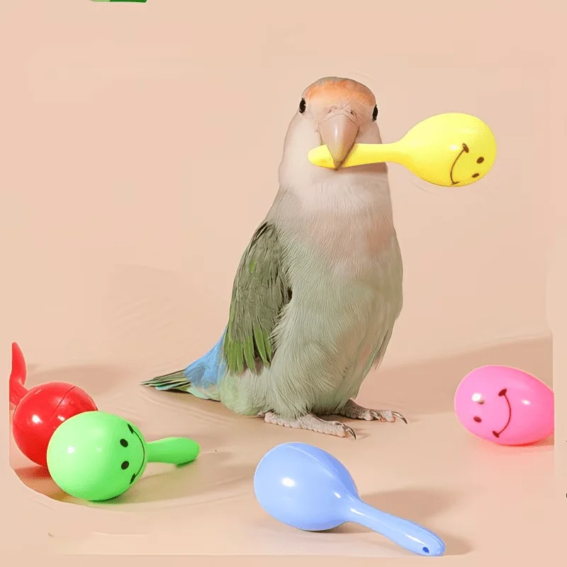 10 Stück Papageien-Kauspielzeug – Papageien-Glockenspielzeug zur Linderung von Langeweile und zur Selbstbeschäftigung, farbenfrohe, fröhliche Löffelbälle – Detail 1