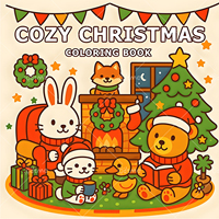 COZY CHRISTMAS Coloring Book  -Thick Paper for Adults Teens - Stress Relief Creative Cute Drawing Book DIY Gift Idea