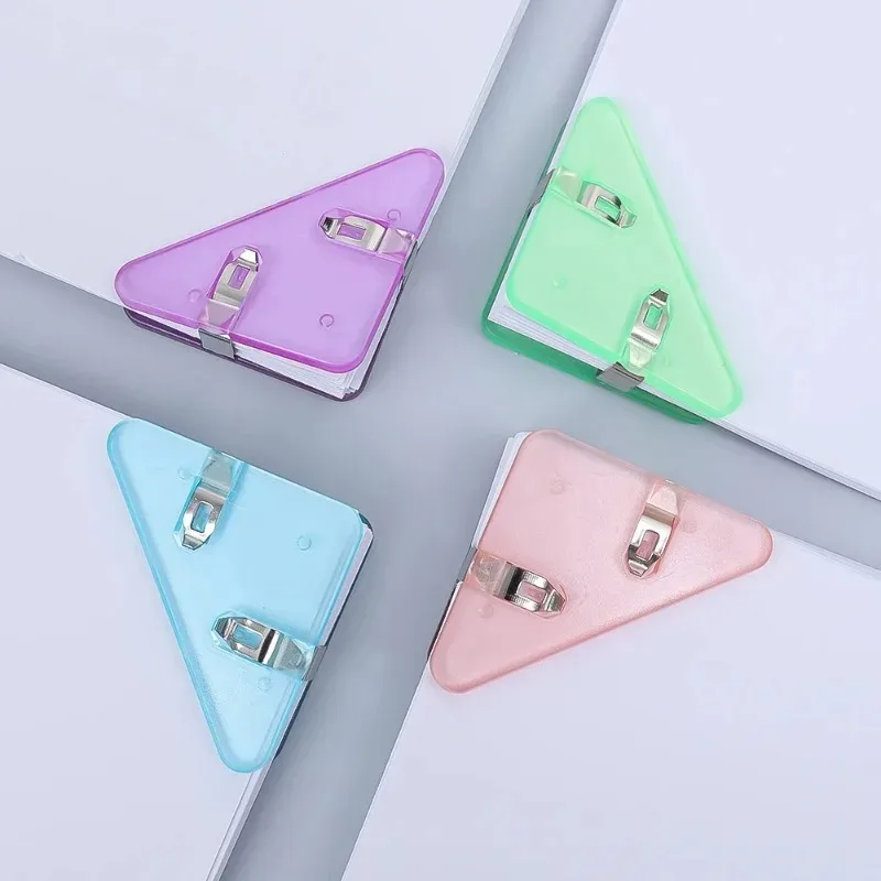 Kawaii Clear Triangle Clip File Paper Index Photo Clamp Page Holder Stationery Office Desktop Organizer for Folder School Office