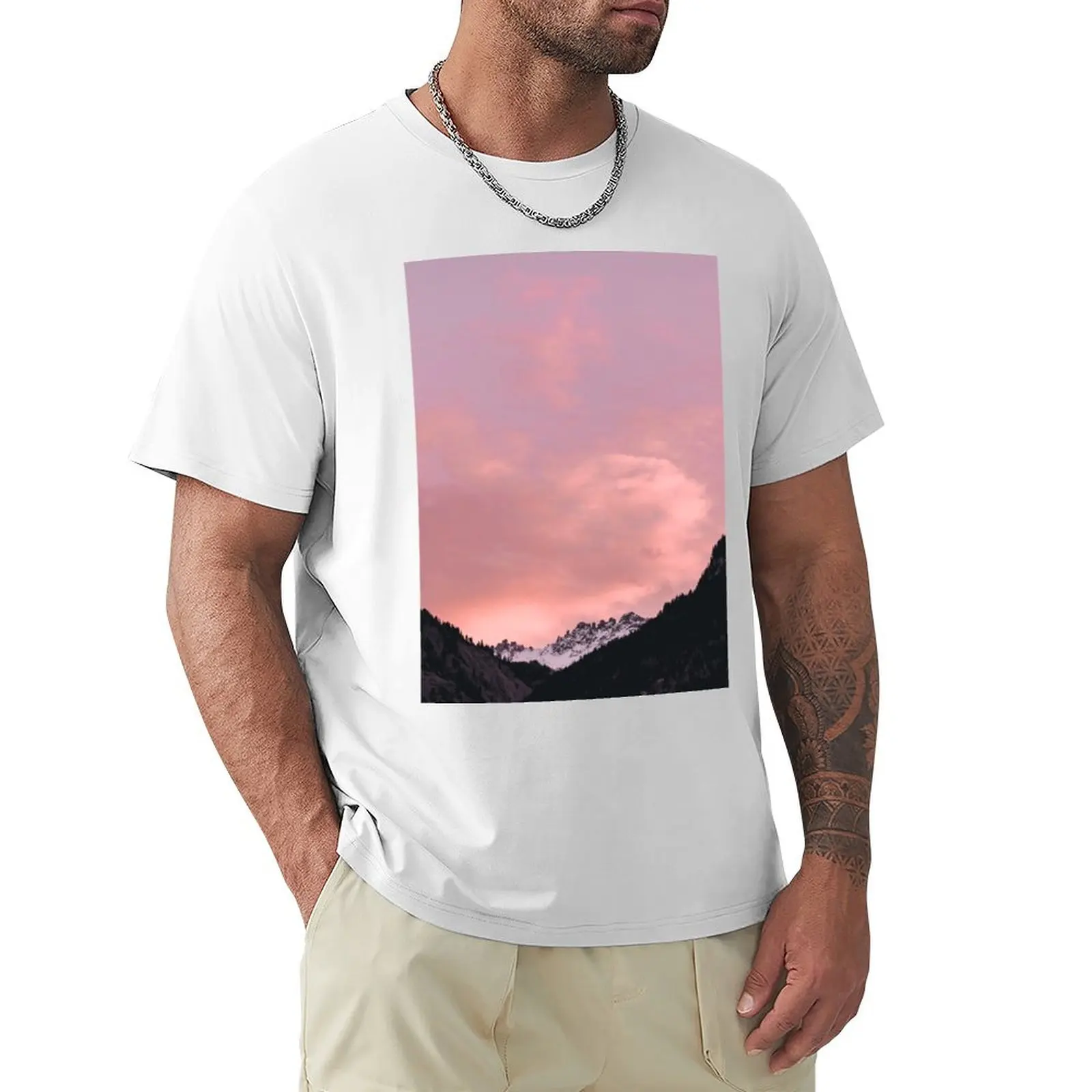 

Pink Sunset T-Shirt plus size tops summer clothes plain t shirts men