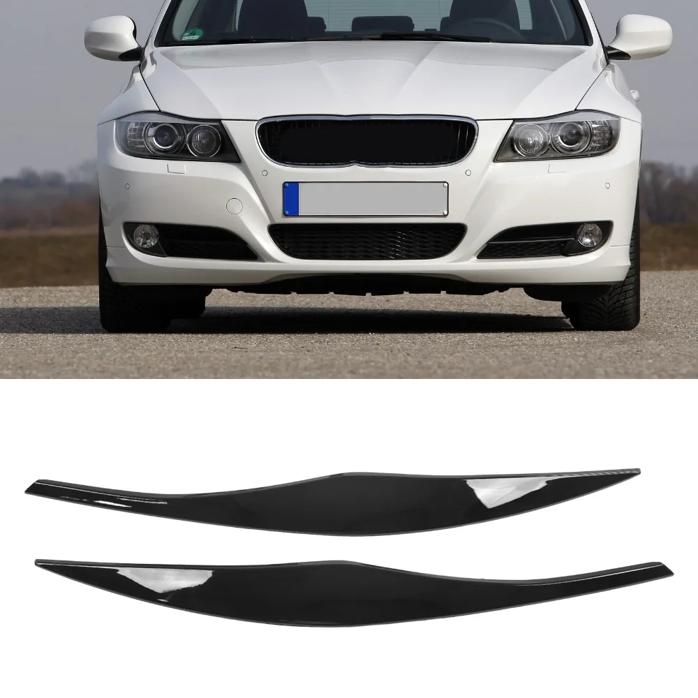 Glossy Black Headlight Eyebrow Cover Replacement Car Exterior Headlight Eyebrow Bezel Front Position Headlight Eyebrow Sticker
