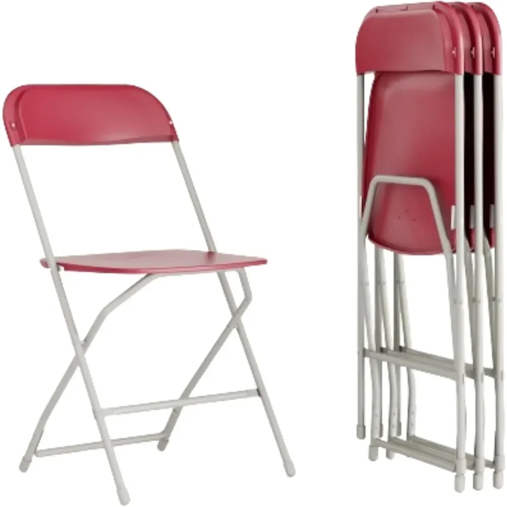 Plastic Folding Chair-Red-650LB Weight Capacity Comfortable Event Chair-Lightweight 17 Pounds Metal Can Be Nested Folding Chairs