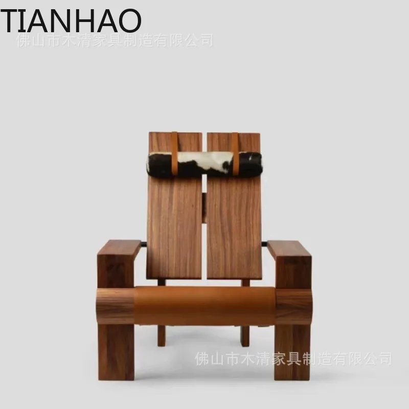 Vintage Distressed Solid Wood Armchair for Mid Century Modern Decor Rustic Cafe Living Room Lounge Chair with Ash Veneer
