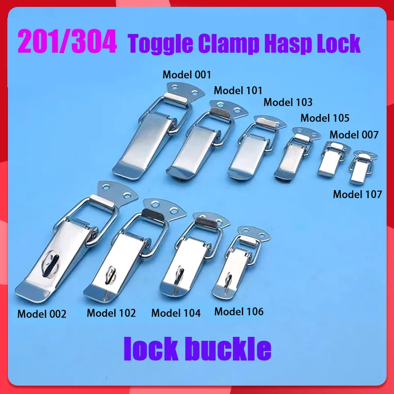 

201/304 Stainless steel snap latch Flat Angle Box Buckle Padlock Tool Box Buckle Hook Wooden Box Buckle Toggle Clamp Hasp Lock