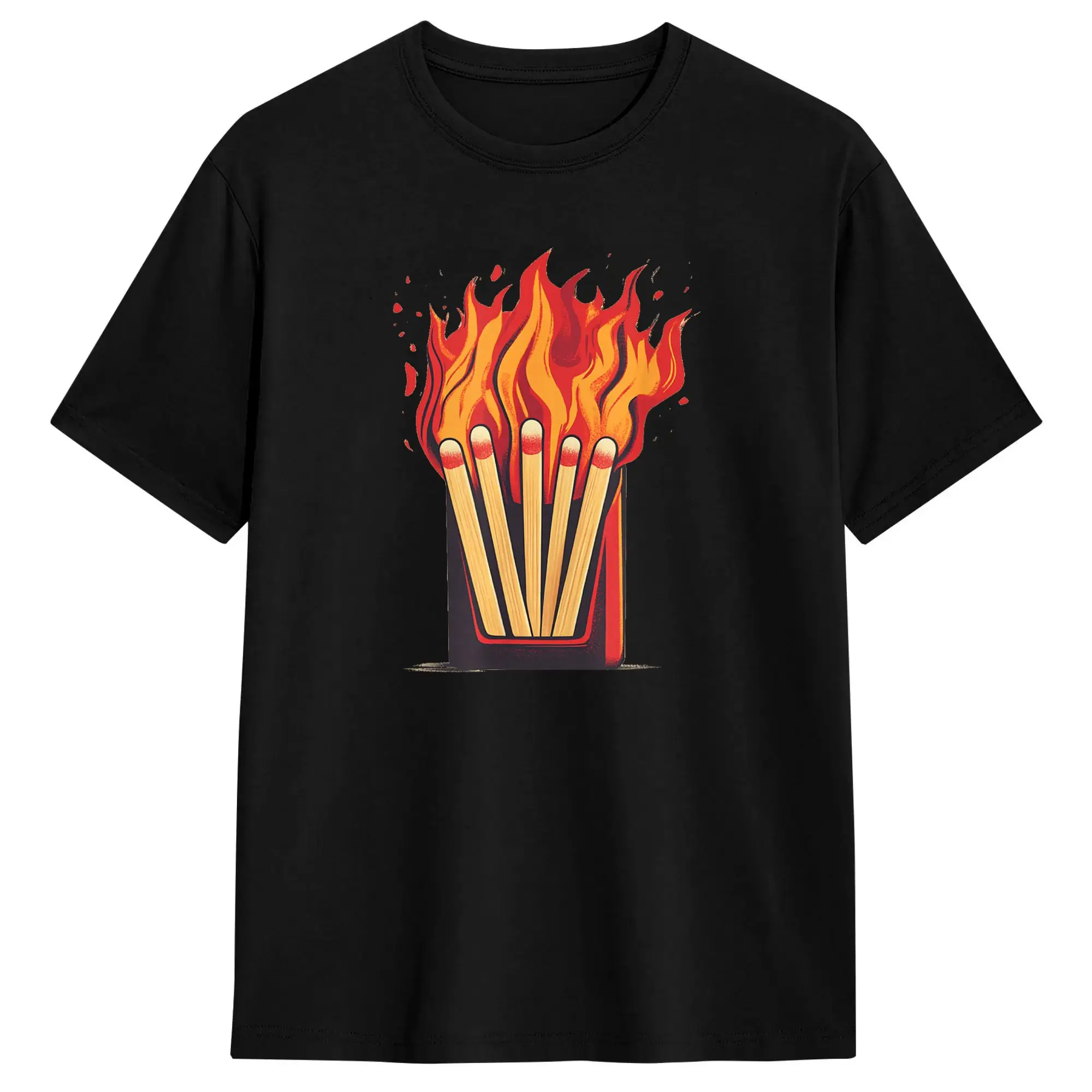 Flames and Lighter Costume for Funny Matchbook Lovers T-Shirt Men  Funny 100% Cotton Tees Crew Neck Short Sleeve T Shirt