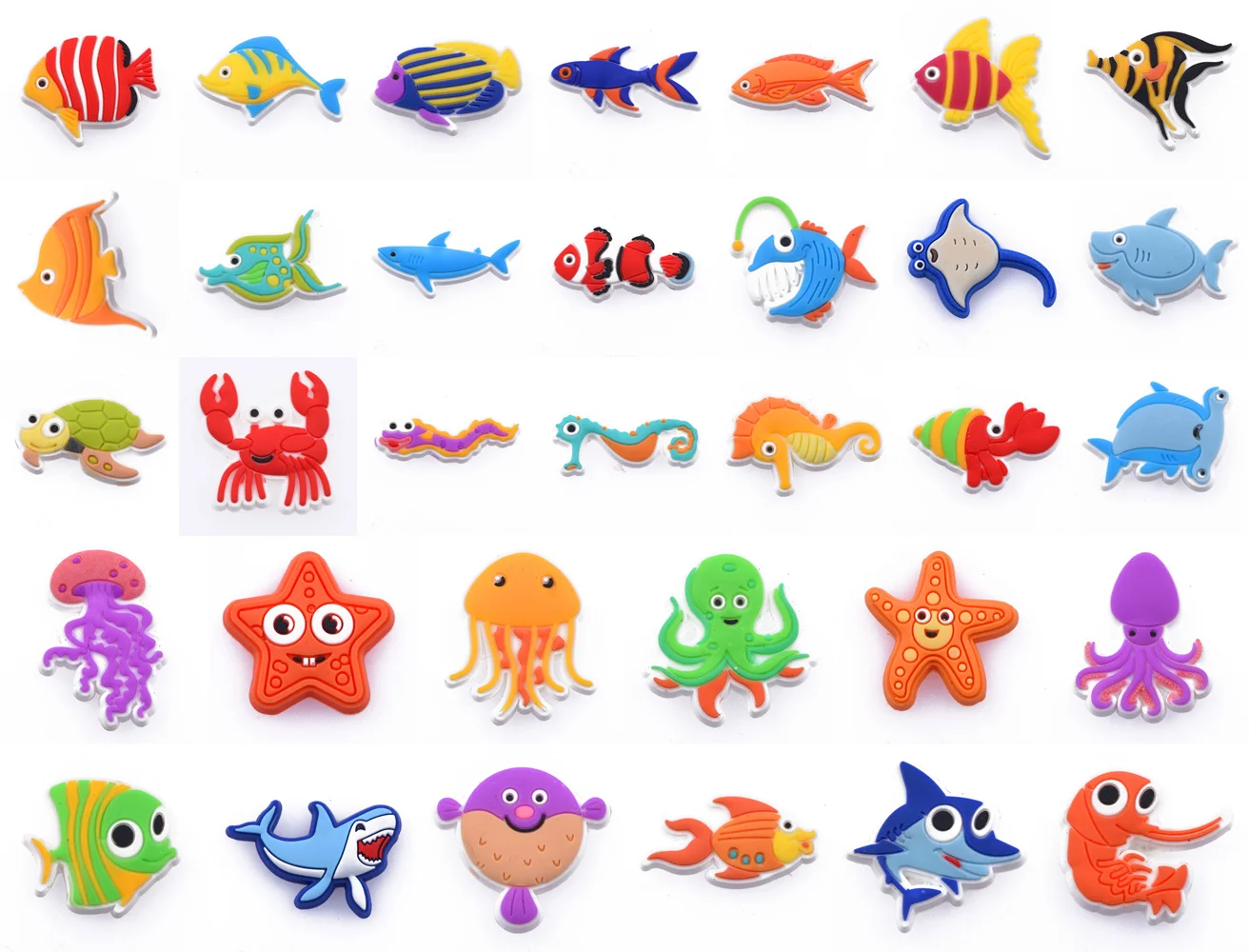 

Cartoon 1pcs Fish Octopus Starfish Crab Shoes Decorations Beach Shark Hippocampus Shoe Charms Cute Kid's Mexican Birthday Gifts