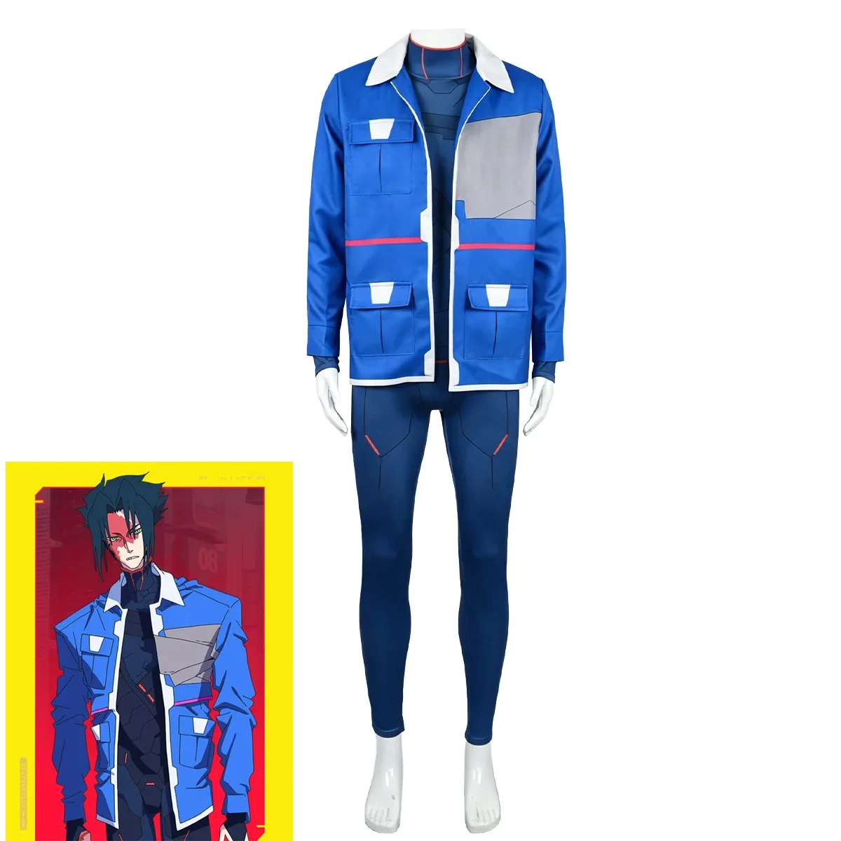Cyberpunk Cosplay Edgerunners 2 Netrunner D Cosplay Costume Blue Cargo Jacket Coat Unisex Comic Halloween Party Street Wear Tops