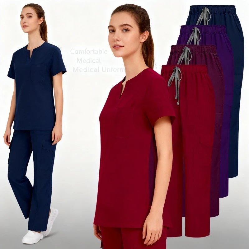 Thin Quick Drying Loose Elastic Casual Comfortable Straight Leg Pants Doctor Nurse Two Piece Overalls Set
