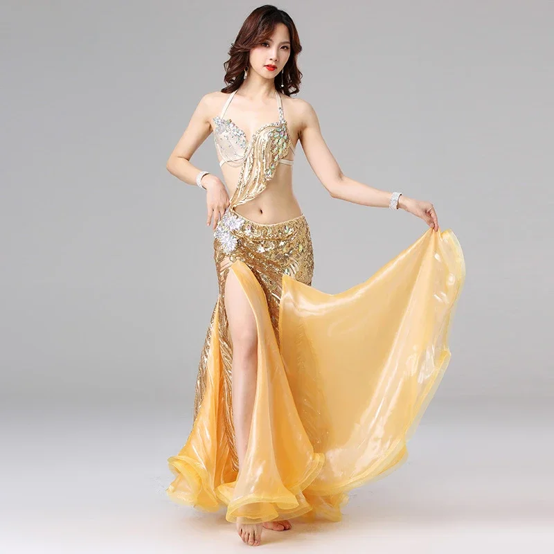 ที่กําหนดเอง Belly Dance เครื่องแต่งกายเต้นรําอินเดียเพชรเซ็กซี่ชุดเวทีผู้ใหญ่หญิง Oriental ประสิทธิภาพชุด exotic dancewear