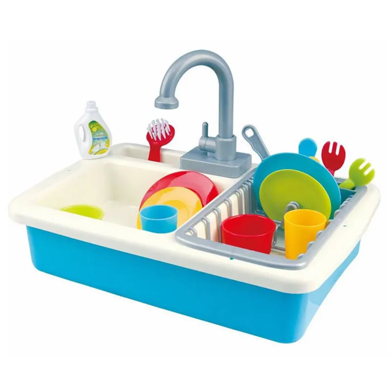 Play Go Kids Water Play Toy - Simulated Small Sink for Washing Vegetables and Dishes Electric Circulating Water for Pretend Play