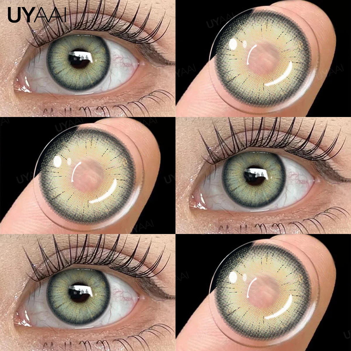 UYAAI 1 Paar farbige Kontaktlinsen, Make-up, blaue Schüler, natürliche braune Linsen, hochwertige grüne Farbe, Augenlinse, kosmetische Farbe – Detail 14