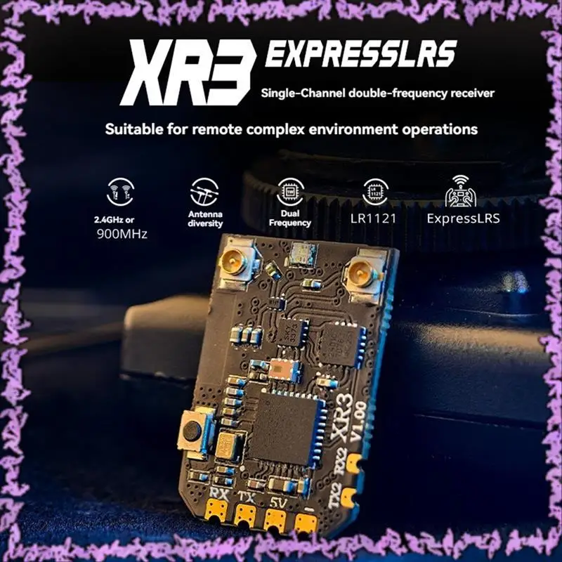SCLL-For Radiomaster XR3 Nano Dual-Band Expresslrs Receiver With 900Mhz T-Antenna For FPV Long Range RC Drone