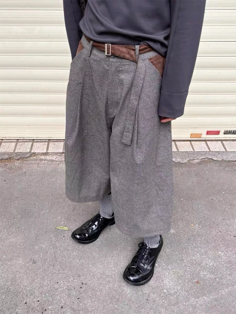 

Cleanfit American Sle Casual Plaid Pants Men's Seven-Foot Wide Leg West Pants Swordsmanip Youth Energy Faion Polyester ...