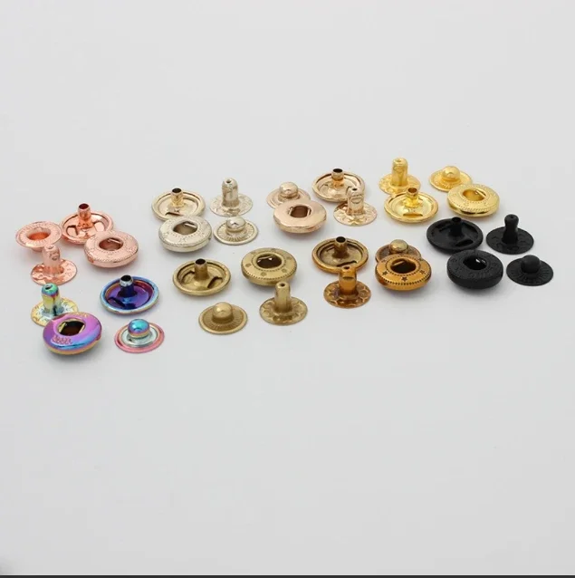 10/50/100sets High quality Rainbow Gold color bag button metal snap button no Sewing Press Studs Buttons Snap Fastener