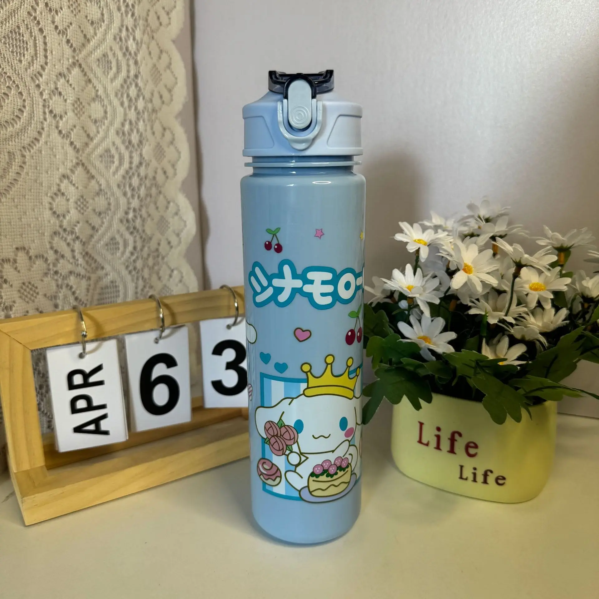 

1pcs standard solid color medium cup with rope straws drop resistant high temperature resistant bounce cover water cup