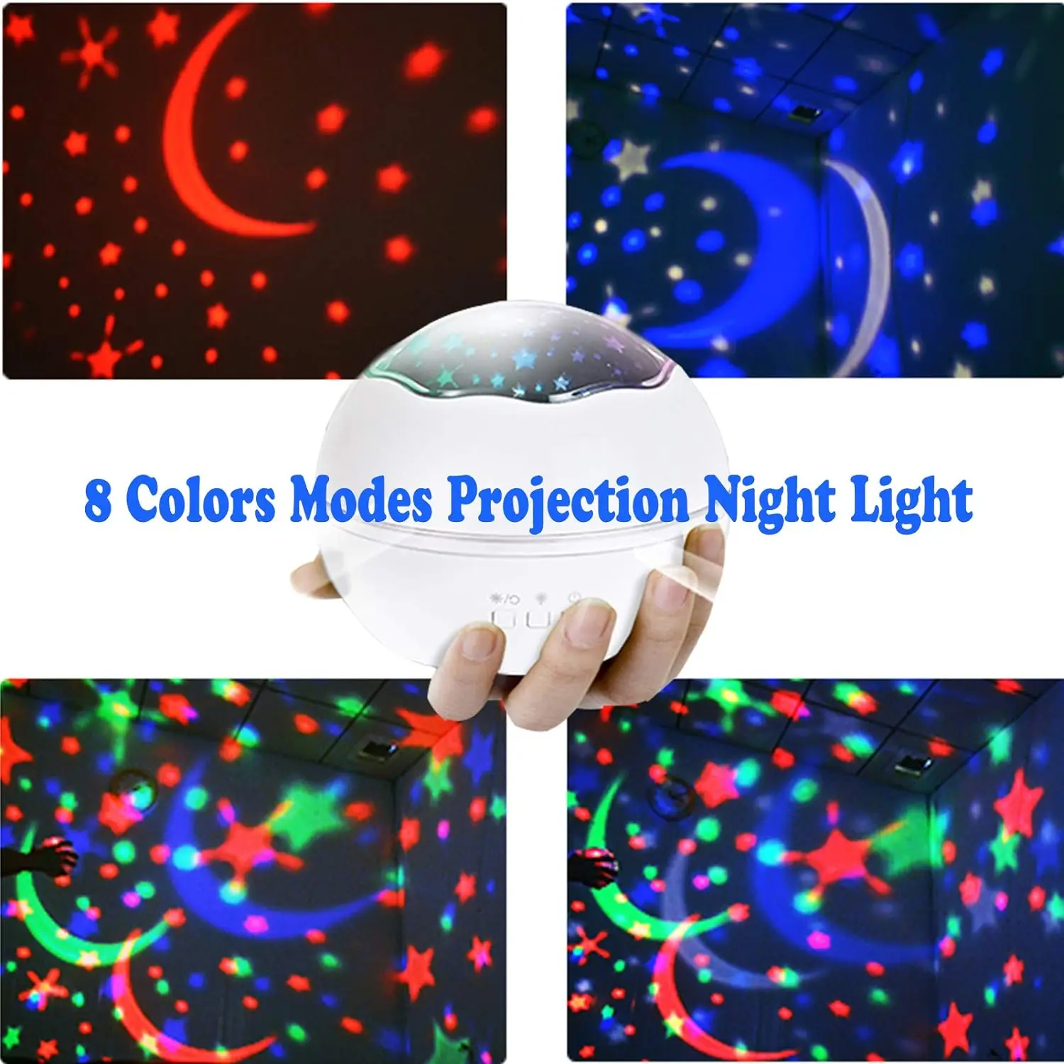 Night Light for Kids Baby Star Night Light Projector Lamp 360 Degree Rotating 2 in 1 Ocean Starry Night Light Projector 8 Colors