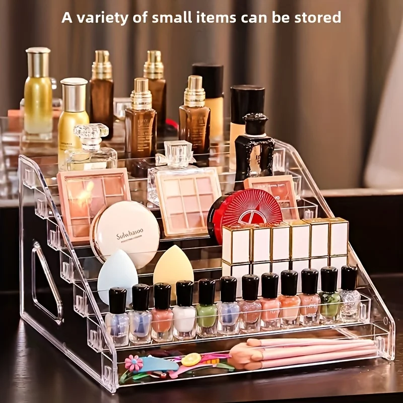 

1 шт. 7-уровневый органайзер для акрилового лака для ногтей, столешница для выставки товаров для красок, эфирных масел, макияжа, прозрачный держатель для хранения