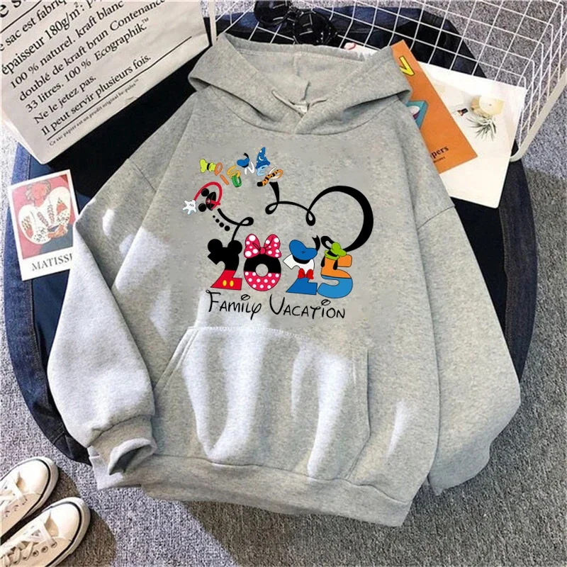 

Disney Family Vacation Printed Hoodies 2025 Trend Disneyland Travel Hoodies Autumn Pullover Tops Women Casual Sweatshirt Clothes