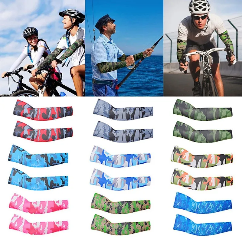 1Pair Cooling Arm Sleeves Cover Women Men Sports Running UV Sun Protection Gloves Outdoor Sports Fishing Cycling Driving Sleeves