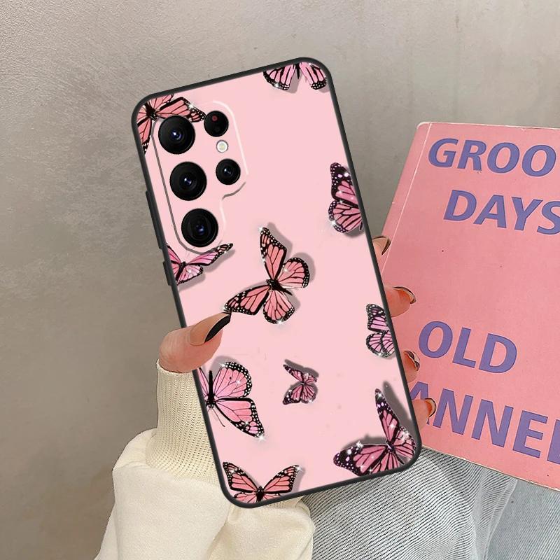 Etui Motylkowe na Samsung Galaxy S25 Ultra S20 S21 S22 S23 S24 Ultra S9 S10 Plus S25 FE Cover Coque