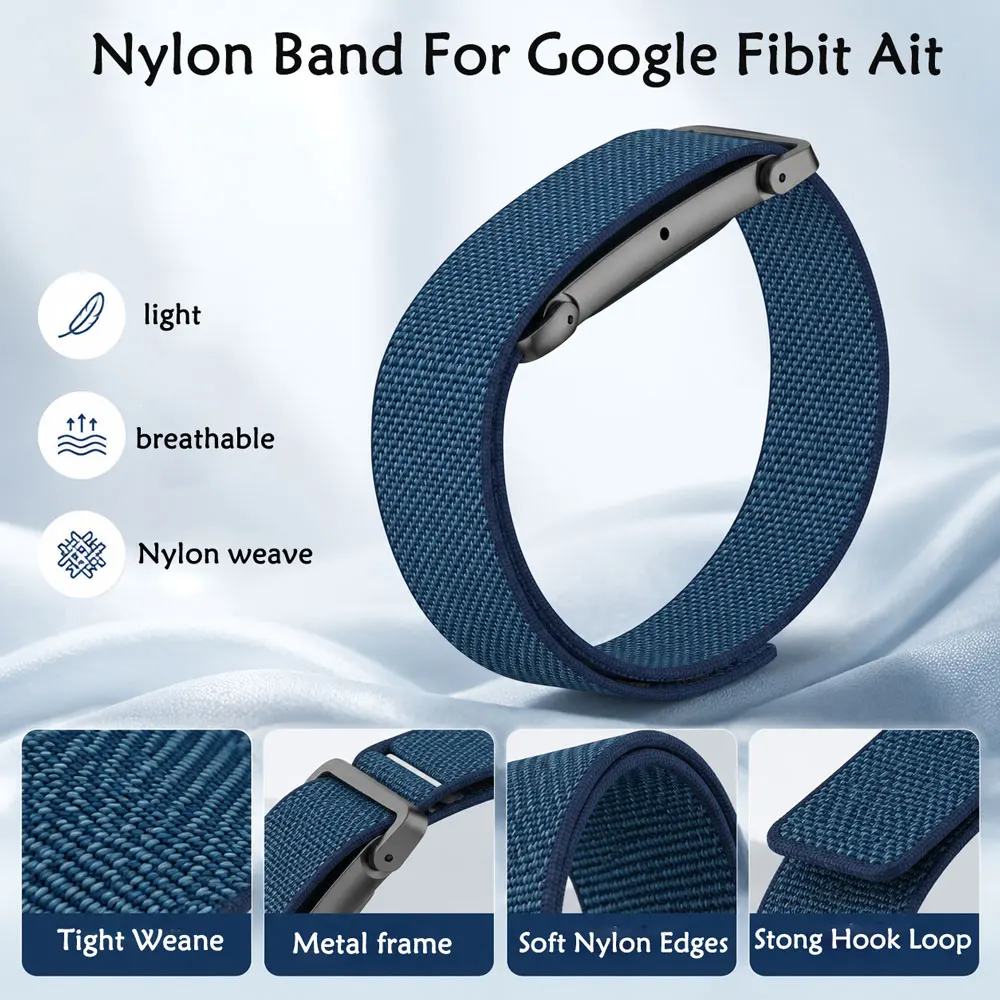 2 Stück Nylon-Armband für Google Fitbit Air, kombinierbar mit einem Metallrahmen, Unisex für Google Fitbit Air, leicht und wasserdicht