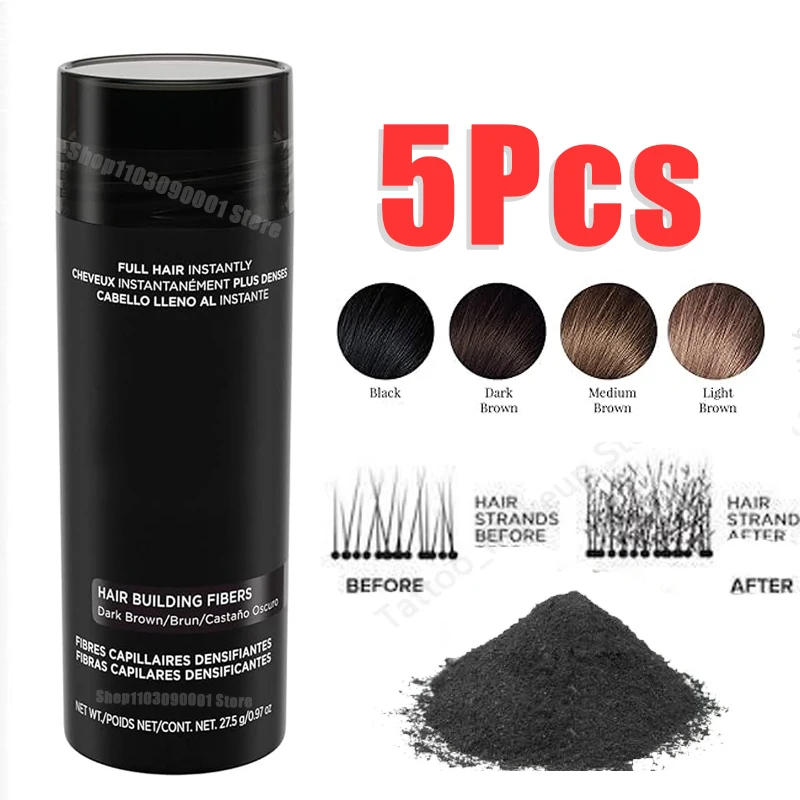 

5Pcs 9 Color Hair Fibers Keratin Thickening Spray Hair Building Fiber Poudre 27.5g Instant Regrowth Powders Hair Loss Conceale