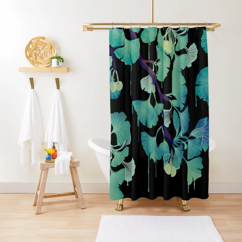 

O Ginkgo (on Black) Shower Curtain For Bathroom Shower Modern Bathroom Accessories Bathroom And Shower Products Curtain