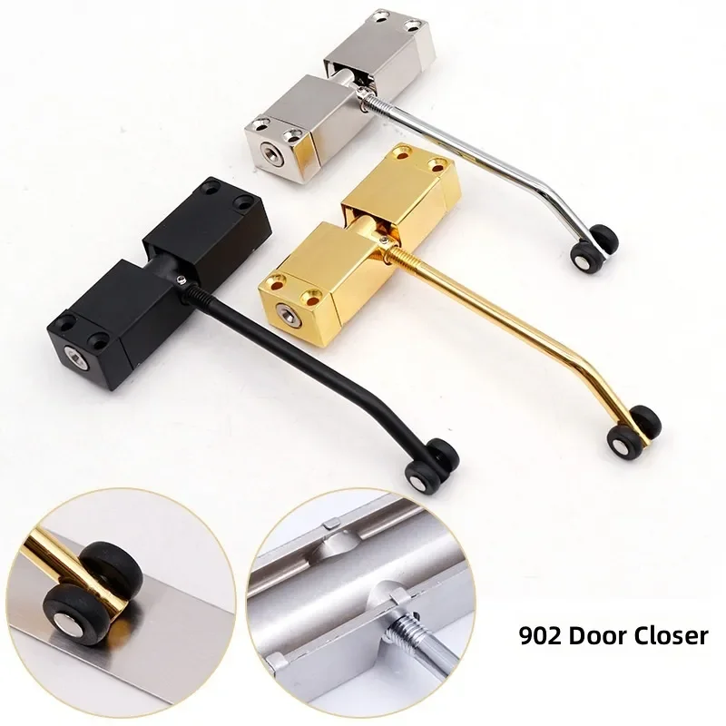 Automatic Door Closer Stainless Steel Square Black Simple for Household Toilet Bathroom Door Hardware